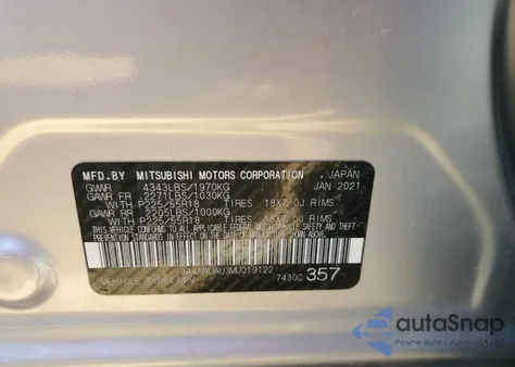 2021 Mitsubishi Outlander Sport 2.0 Be Awc/2.0 Es Awc/2.0 Le Awc/2.0 Se Awc z USA, uszkodzony, nr VIN JA4ARUAU3MU019122